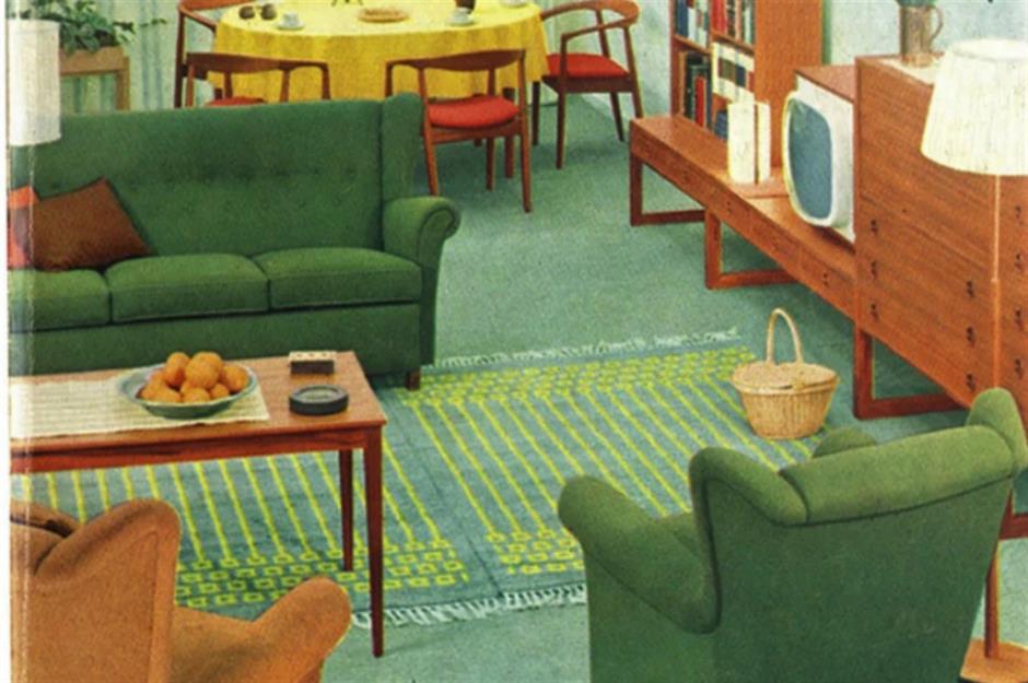retro green living room